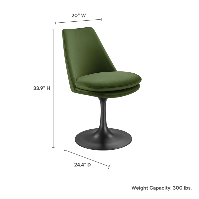 Lippa Swivel Dining Chair in Black Moss Green