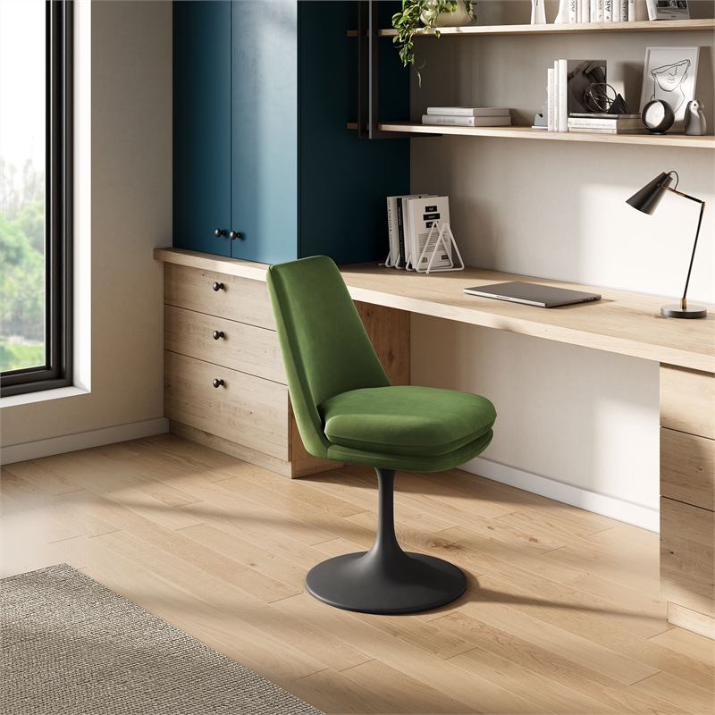 Lippa Swivel Dining Chair in Black Moss Green