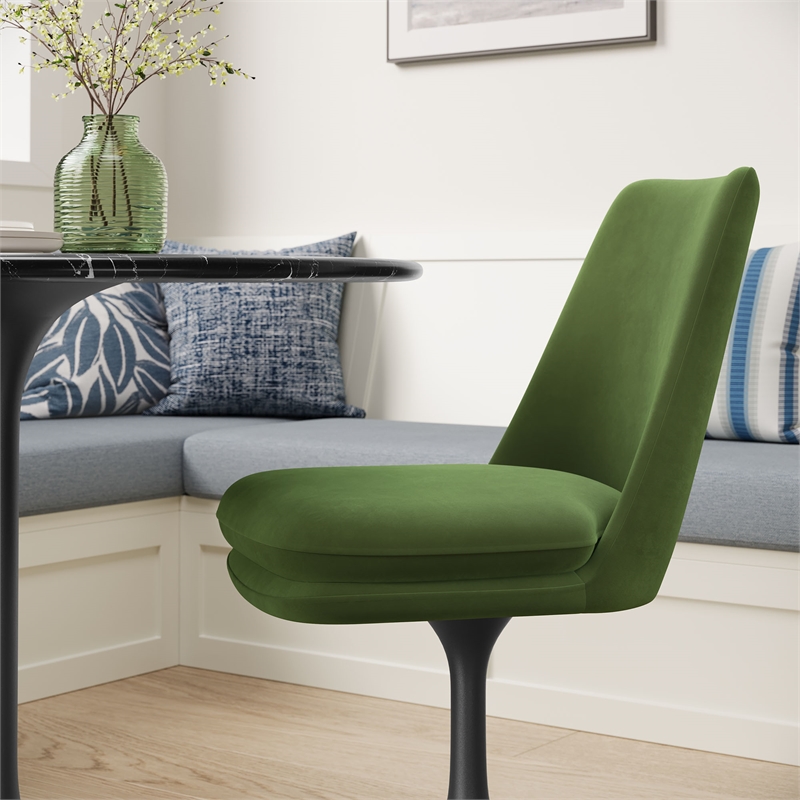 Lippa Swivel Dining Chair in Black Moss Green