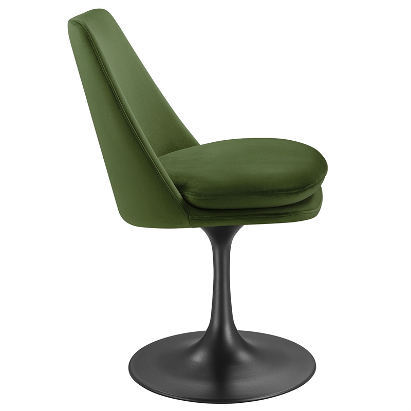 Lippa Swivel Dining Chair in Black Moss Green
