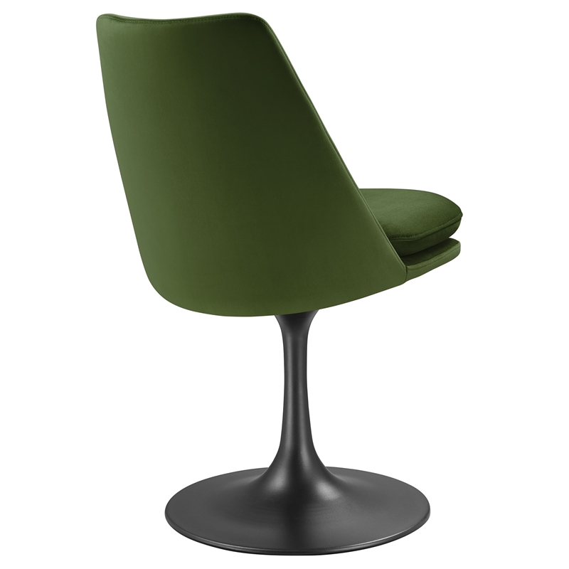 Lippa Swivel Dining Chair in Black Moss Green