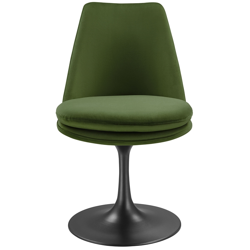 Lippa Swivel Dining Chair in Black Moss Green