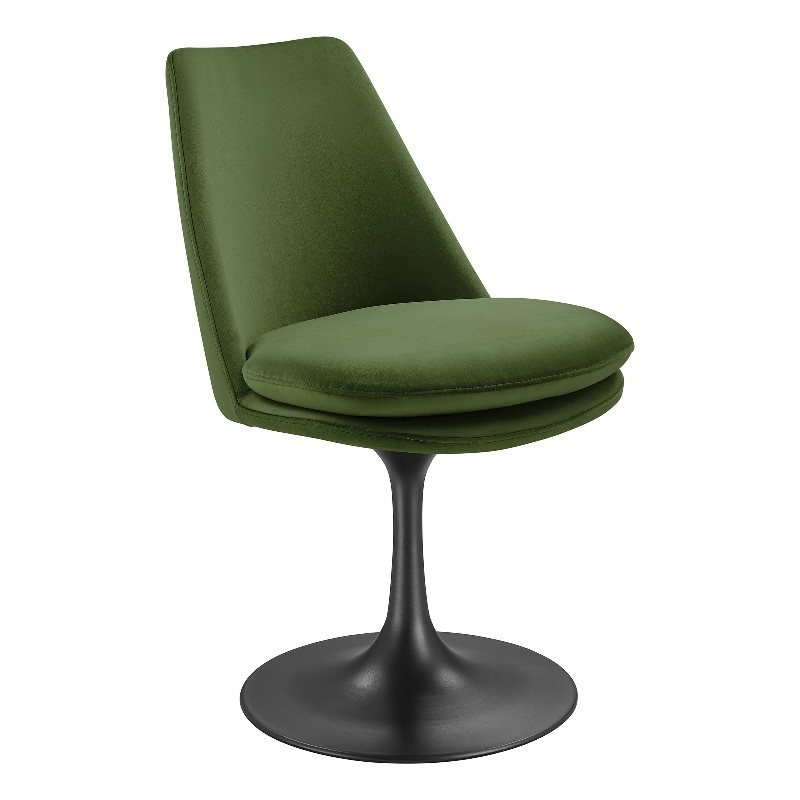 Lippa Swivel Dining Chair in Black Moss Green