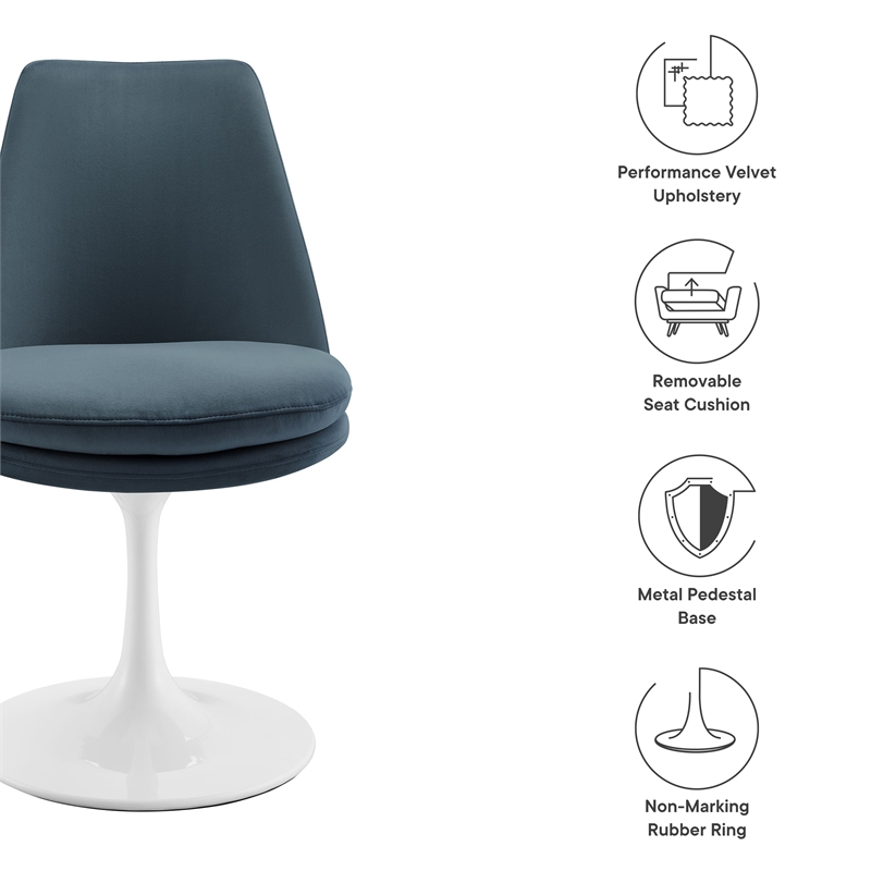 Lippa Swivel Dining Chair in White Cadet Blue