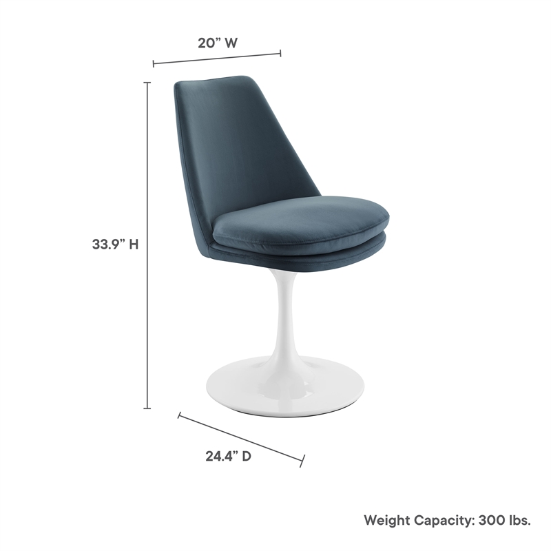 Lippa Swivel Dining Chair in White Cadet Blue