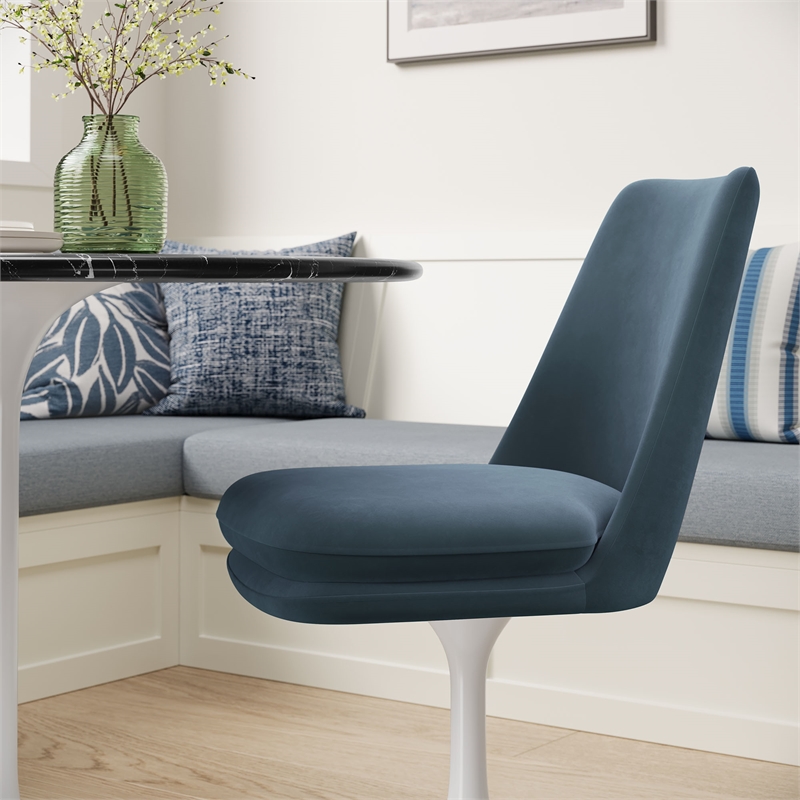 Lippa Swivel Dining Chair in White Cadet Blue