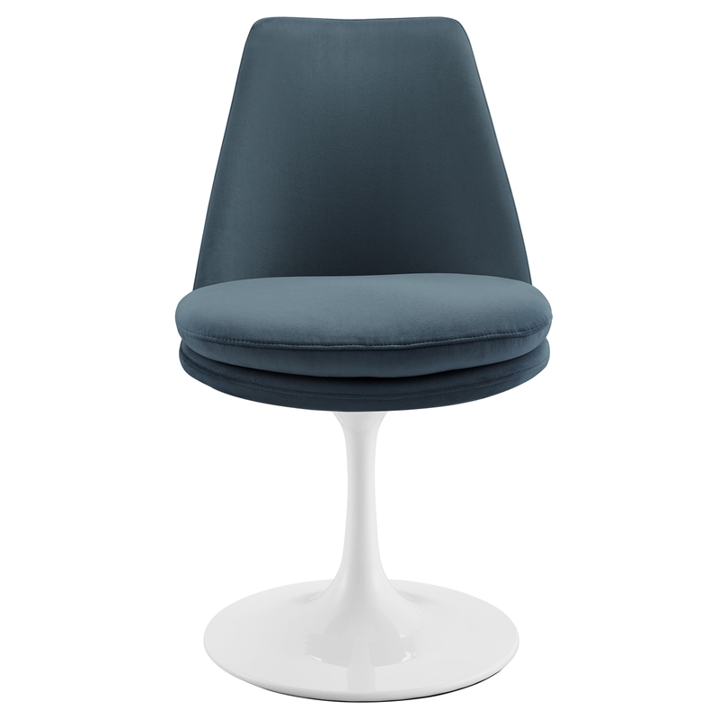 Lippa Swivel Dining Chair in White Cadet Blue