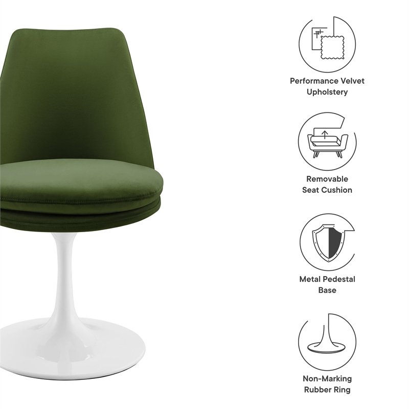Lippa Swivel Dining Chair in White Moss Green