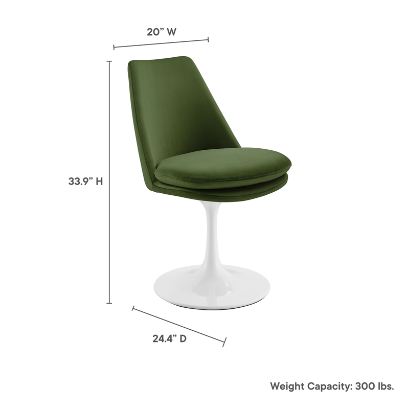 Lippa Swivel Dining Chair in White Moss Green