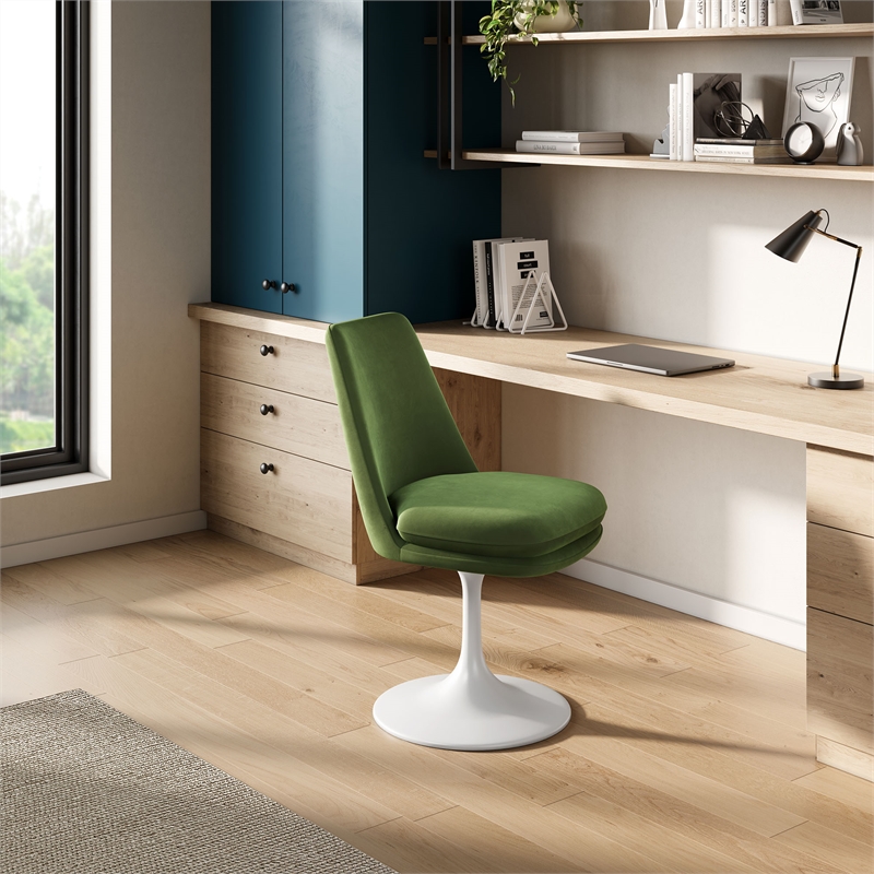 Lippa Swivel Dining Chair in White Moss Green