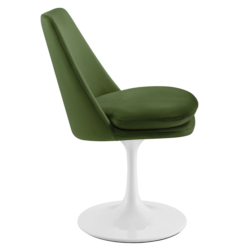 Lippa Swivel Dining Chair in White Moss Green