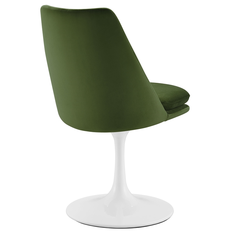 Lippa Swivel Dining Chair in White Moss Green