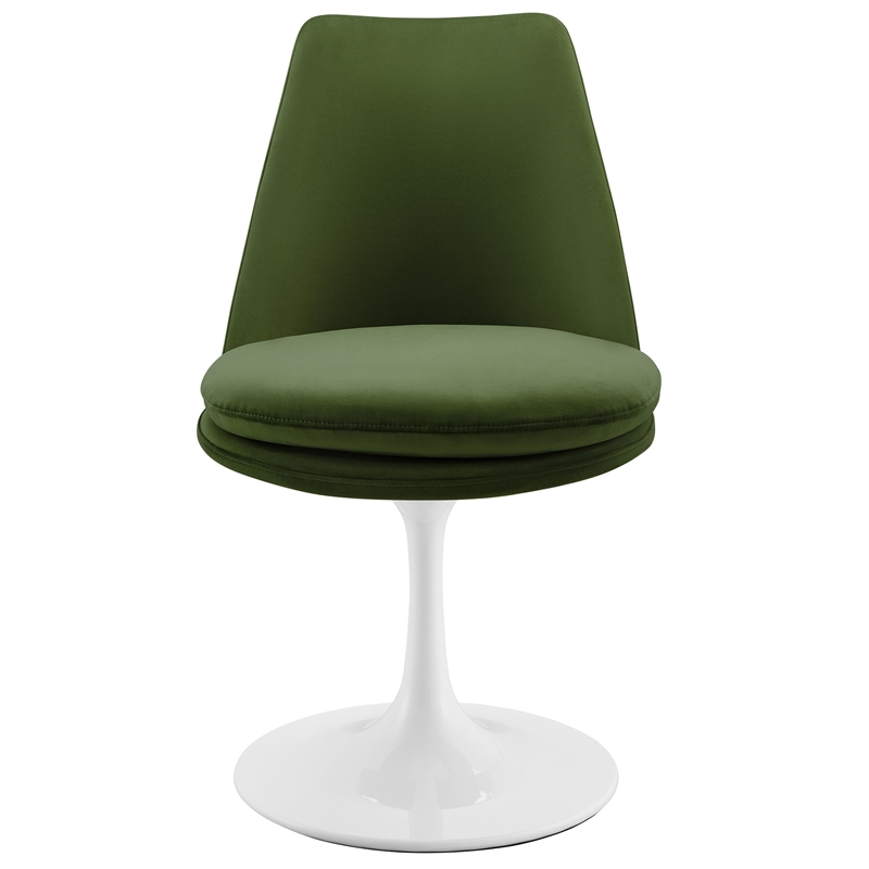 Lippa Swivel Dining Chair in White Moss Green