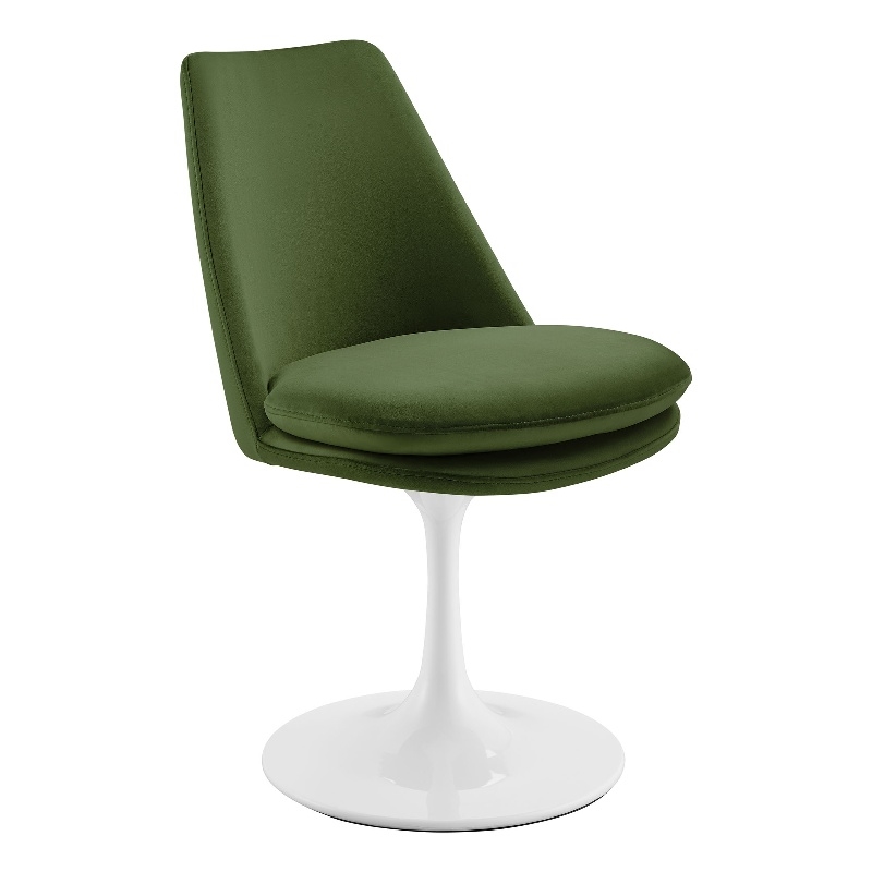 Lippa Swivel Dining Chair in White Moss Green