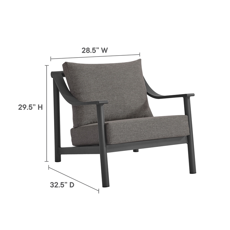 Modway Terrace Powder-Coated Aluminum Armchair in Carbon Graphite