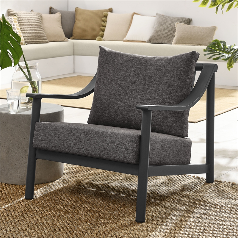Modway Terrace Powder-Coated Aluminum Armchair in Carbon Graphite