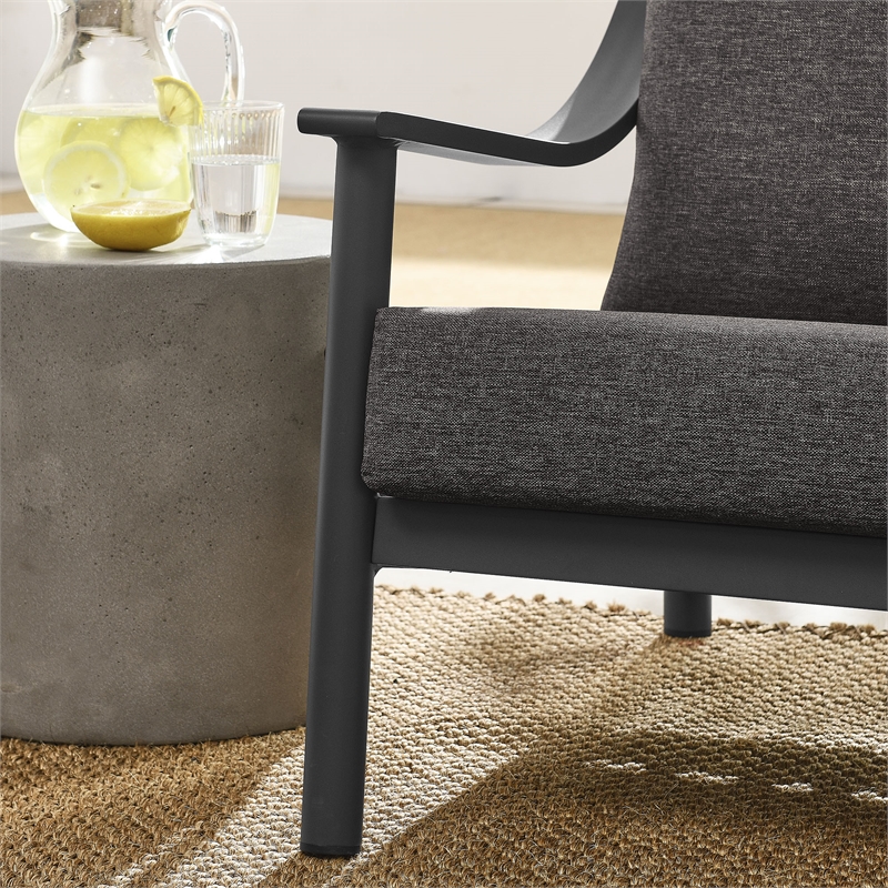 Modway Terrace Powder-Coated Aluminum Armchair in Carbon Graphite