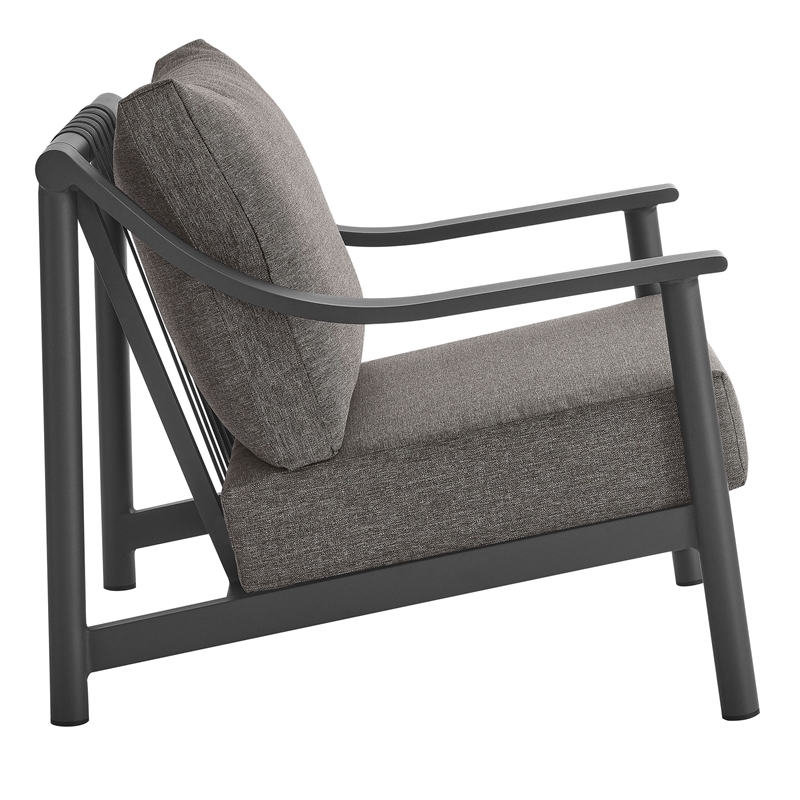 Modway Terrace Powder-Coated Aluminum Armchair in Carbon Graphite