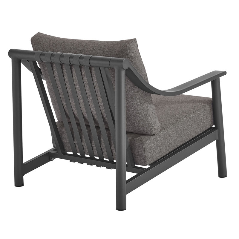 Modway Terrace Powder-Coated Aluminum Armchair in Carbon Graphite