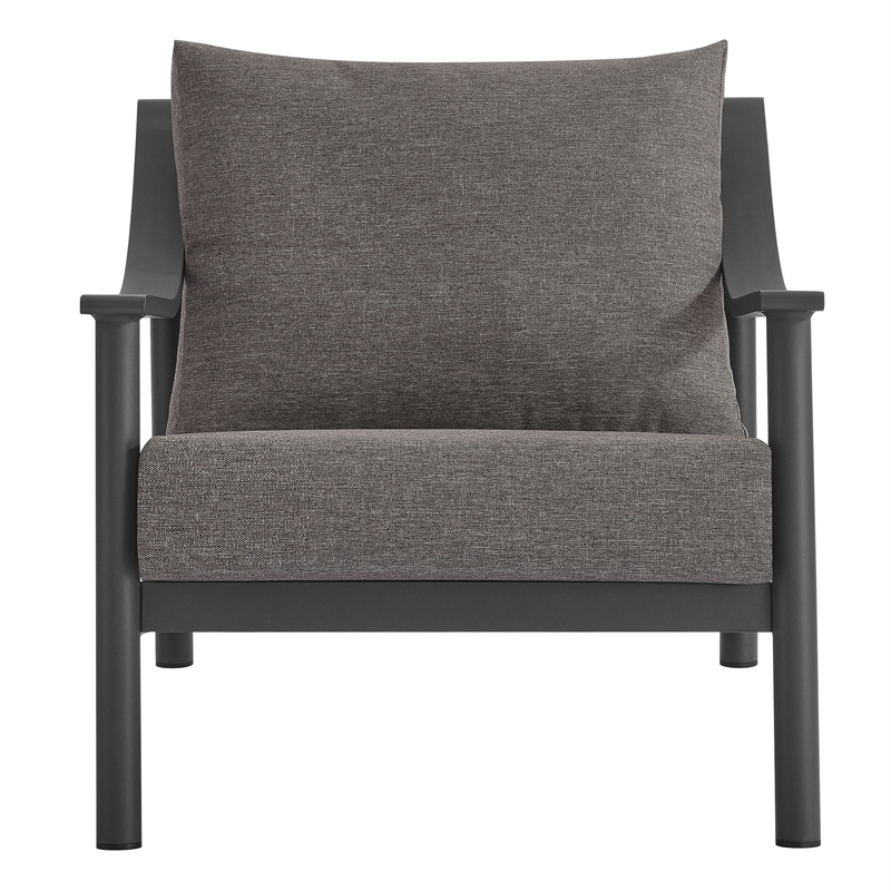 Modway Terrace Powder-Coated Aluminum Armchair in Carbon Graphite