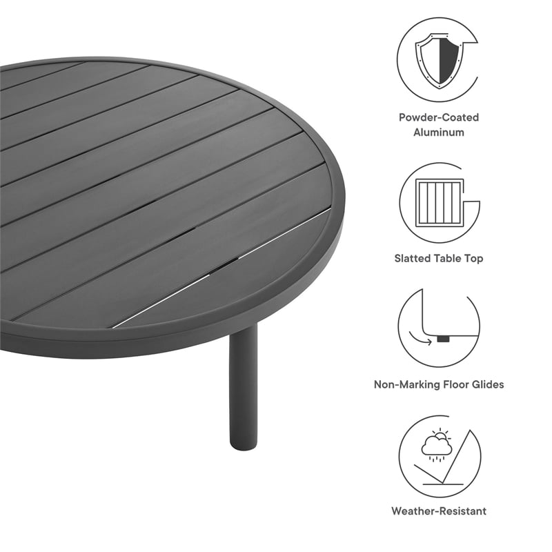 Modway Terrace Powder-Coated Aluminum Coffee Table in Graphite