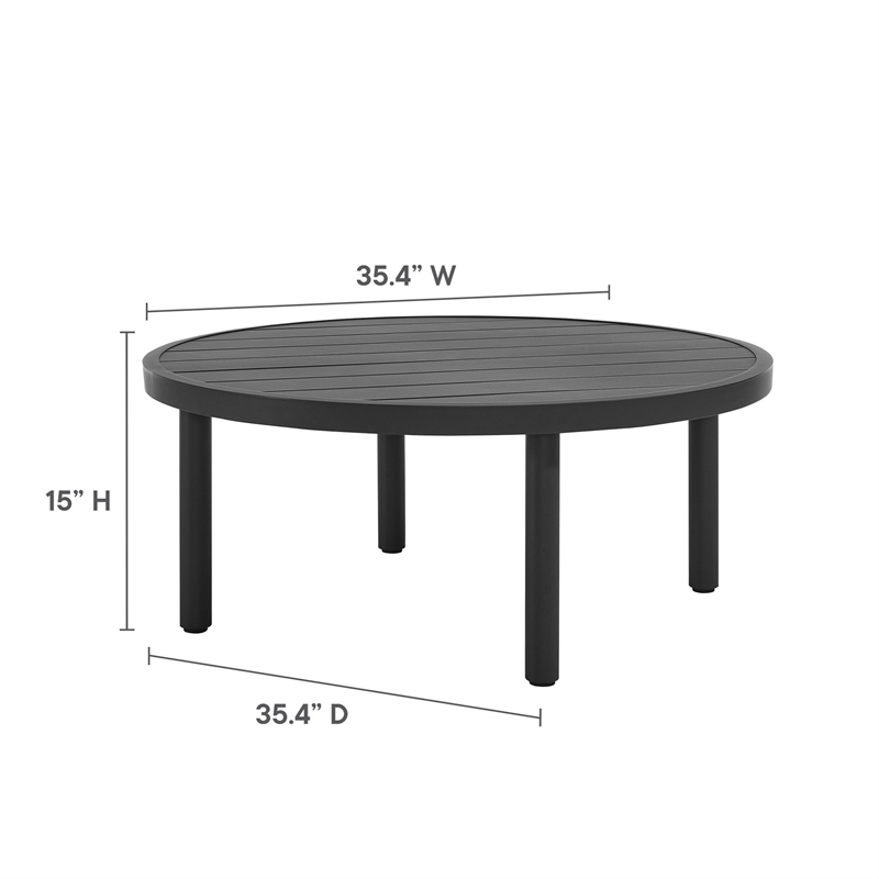 Modway Terrace Powder-Coated Aluminum Coffee Table in Graphite
