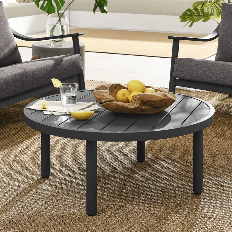 Modway Terrace Powder-Coated Aluminum Coffee Table in Graphite