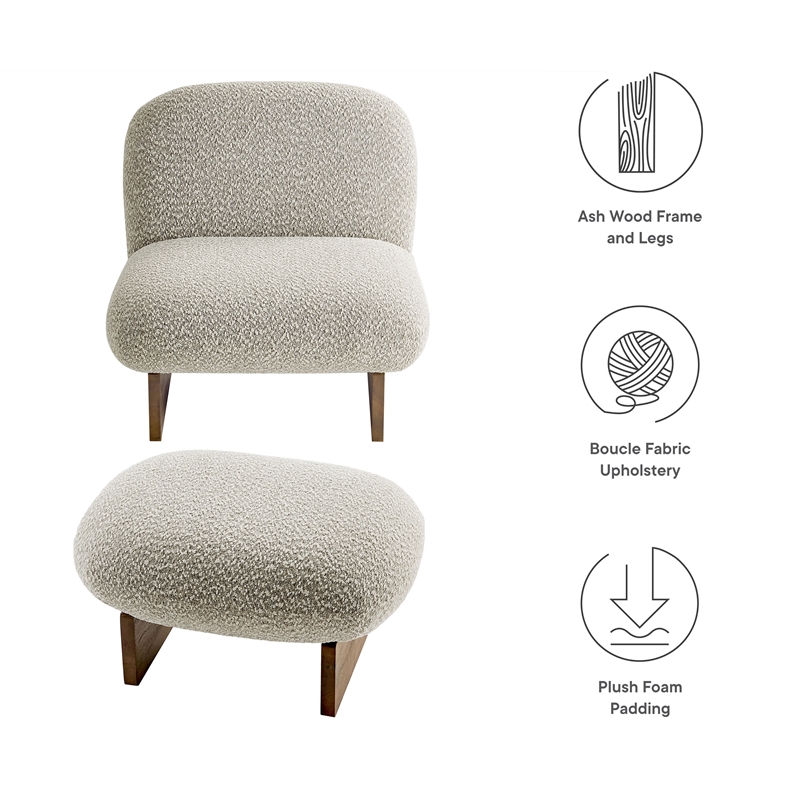 Loyal Accent Chair and Ottoman Set in River Rock Walnut