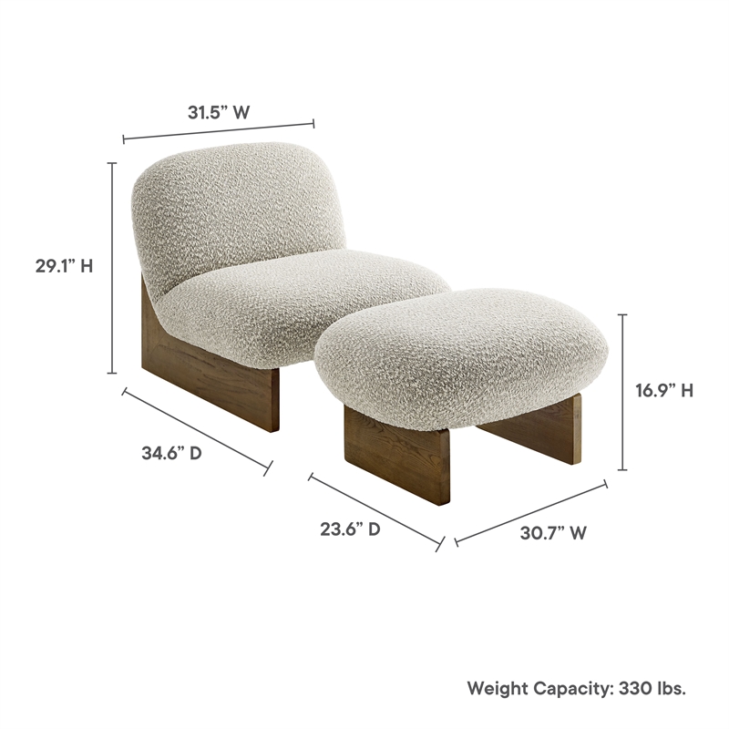 Loyal Accent Chair and Ottoman Set in River Rock Walnut