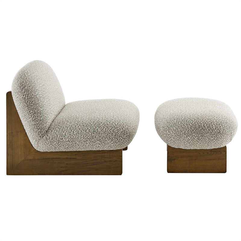 Loyal Accent Chair and Ottoman Set in River Rock Walnut