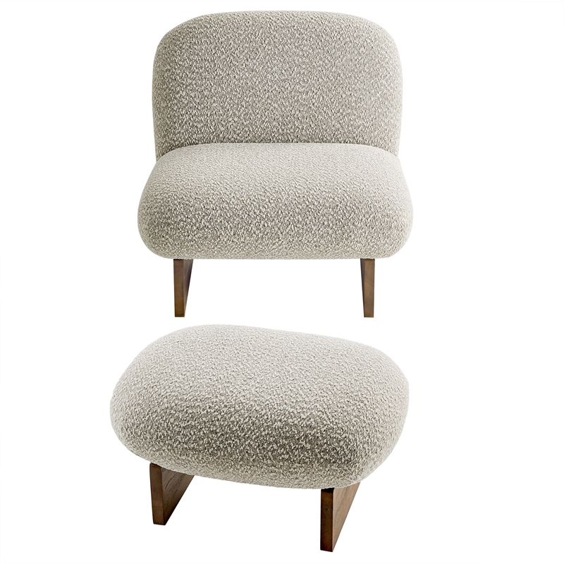 Loyal Accent Chair and Ottoman Set in River Rock Walnut