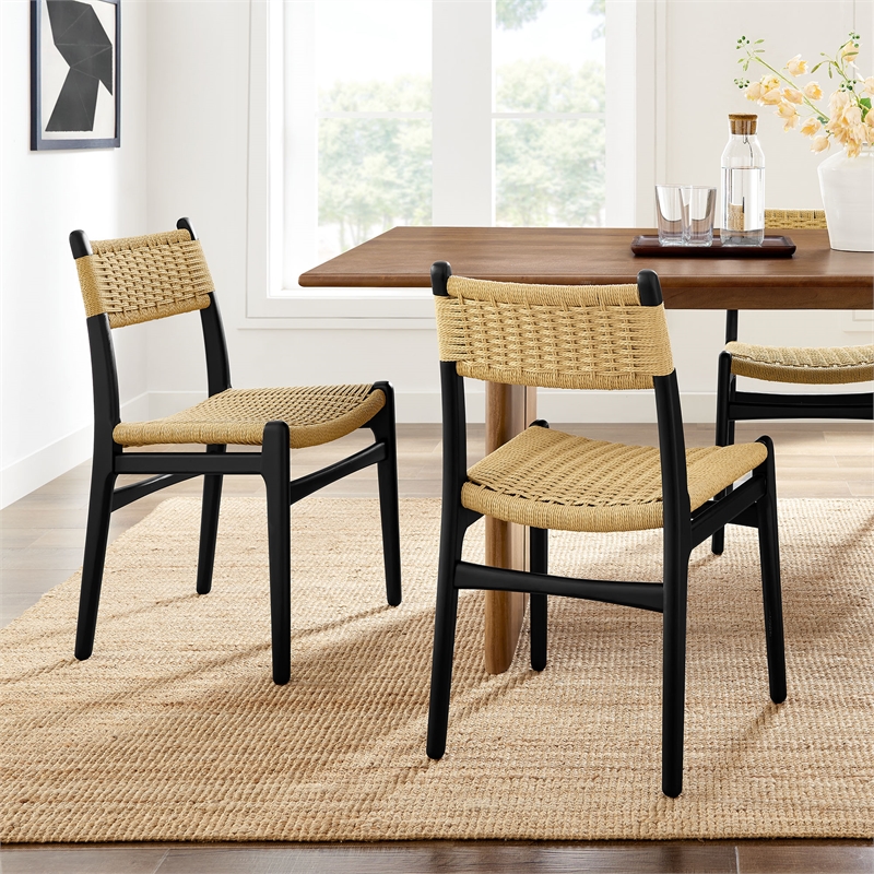 Wynn Dining Side Chairs Set of 2 in Black Natural