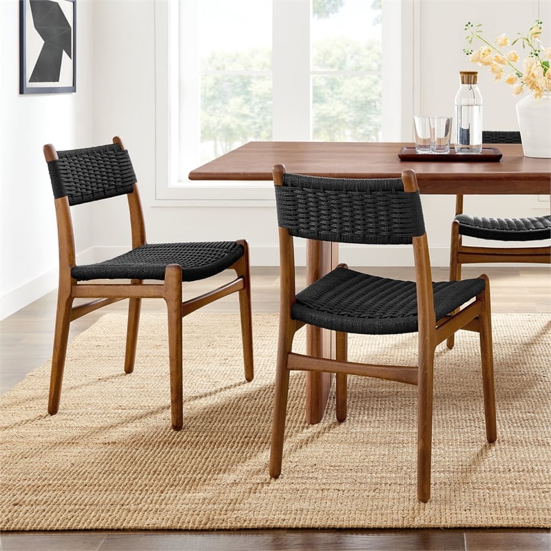 Wynn Dining Side Chairs Set of 2 in Walnut Black