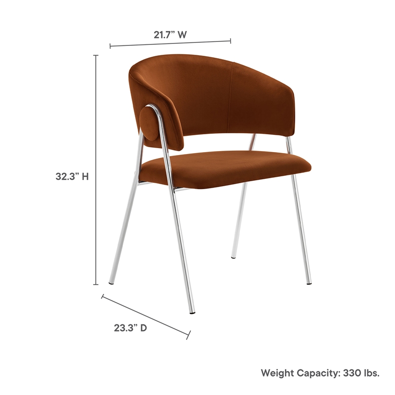 Nella Dining Chair Set of 2 in Rust Silver