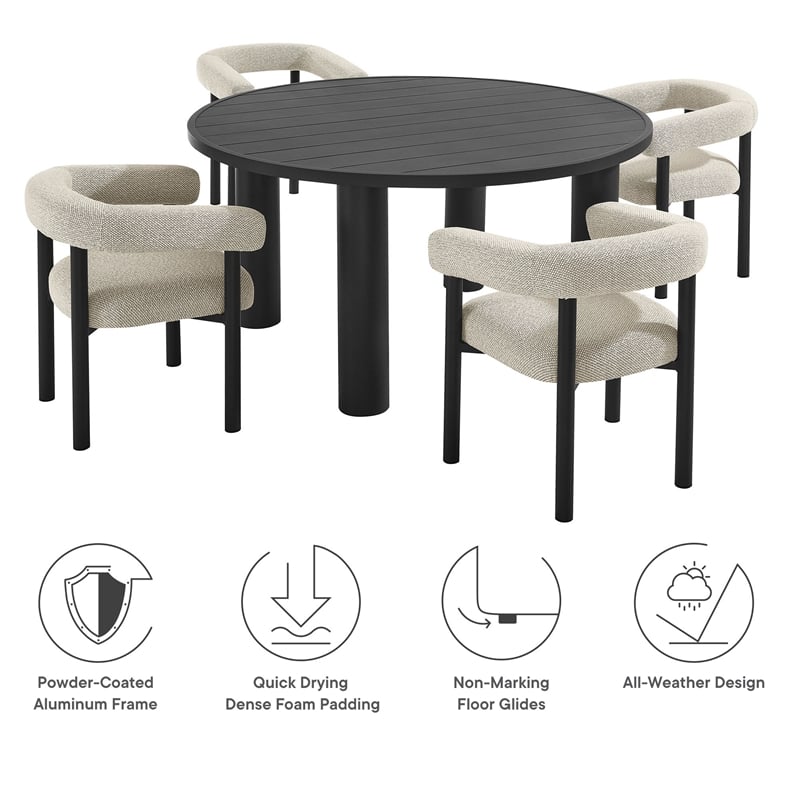 Modway 5-Piece Dining Table and Chairs Set in Ivory Graphite
