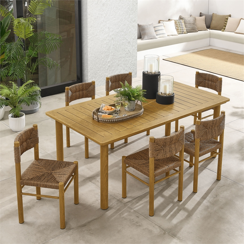 Modway Parkland 7-Piece Dining Table and Chairs Set in Natural