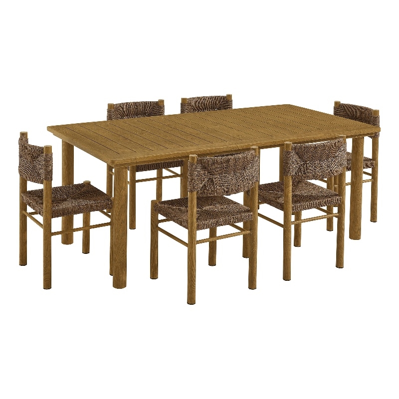 Modway Parkland 7-Piece Dining Table and Chairs Set in Natural