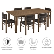 Modway Parkland 7-Piece Dining Table and Chairs Set in Walnut
