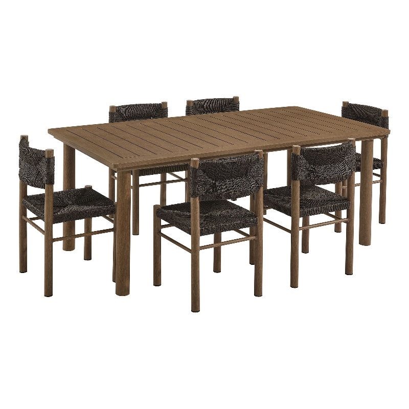 Modway Parkland 7-Piece Dining Table and Chairs Set in Walnut