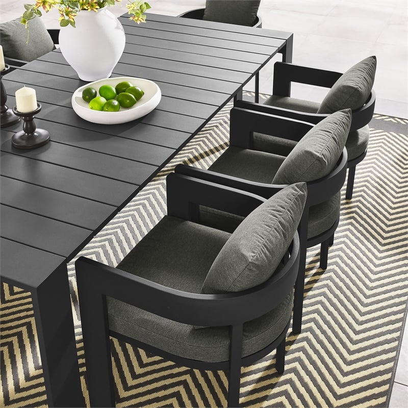 Modway Tahoe Aluminum Outdoor 9-Piece Patio Dining Set in Gray Charcoal