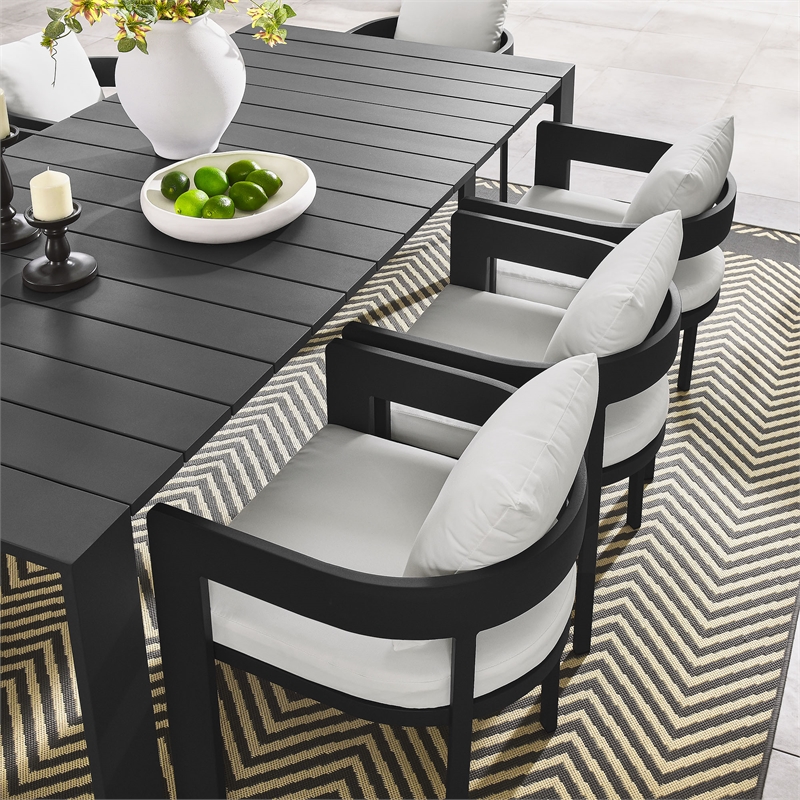 Modway Tahoe Aluminum Outdoor 9-Piece Patio Dining Set in Gray/White