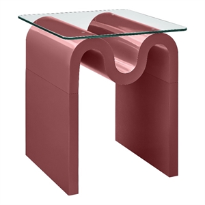 Modway Ondine Unique Wave Shaped Tempered Glass End Table in Spiced Apple