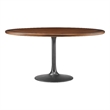 Modway Lippa Dining Table with Powder-Coated Metal Pedestal Base in Black Walnut
