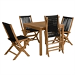 Vienna 5-Piece Dining Set with Rope Folding Chairs in Natural Black