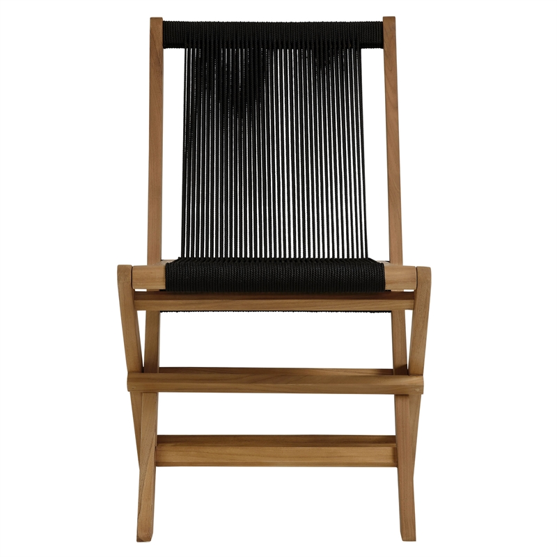Vienna 5-Piece Dining Set with Rope Folding Chairs in Natural Black