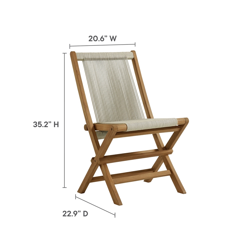 Vienna 5-Piece Dining Set with Rope Folding Chairs in Natural Natural