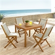 Vienna 5-Piece Dining Set with Rope Folding Chairs in Natural Natural