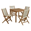 Vienna 5-Piece Dining Set with Rope Folding Chairs in Natural Natural