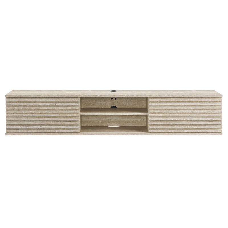 Render Wall-Mount Media Console TV Stand in Travertine