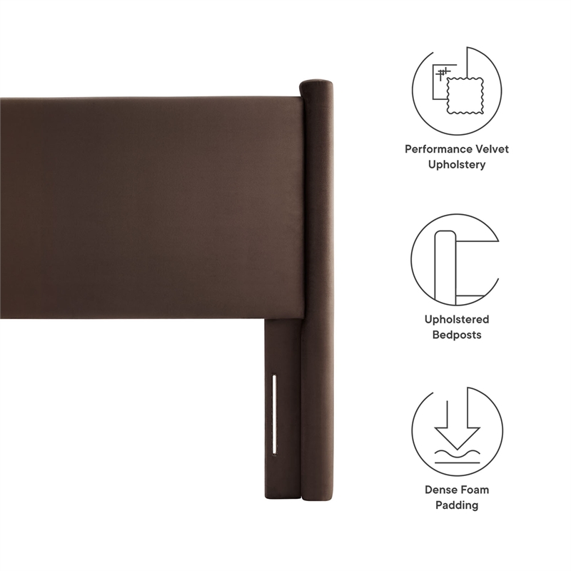 Rael Queen Headboard in Chocolate Brown